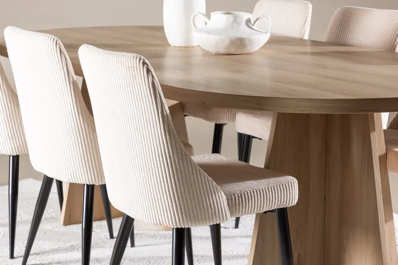 Oval matgrupp Venture Home Beige Natur 6st - Huonekalut - Pöytä & ruokailuryhmä - Ruokailuryhmä