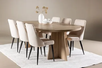 Oval matgrupp Venture Home Beige Natur 6st - Huonekalut - Pöytä & ruokailuryhmä - Ruokailuryhmä