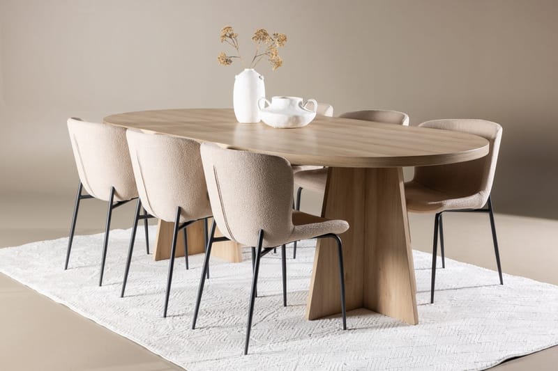 Oval matgrupp Venture Home Beige Natur 6st