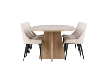 Oval matgrupp Venture Home Beige Natur 6st - Huonekalut - Pöytä & ruokailuryhmä - Ruokailuryhmä