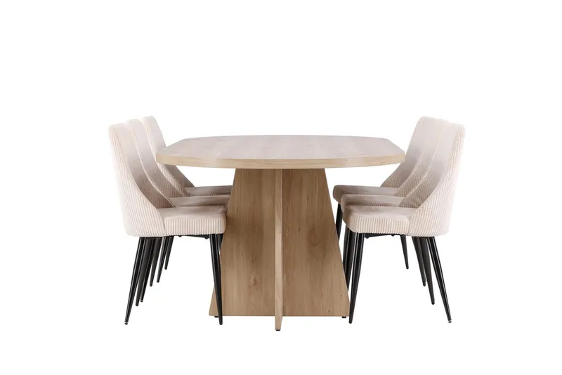 Oval matgrupp Venture Home Beige Natur 6st - Huonekalut - Pöytä & ruokailuryhmä - Ruokailuryhmä