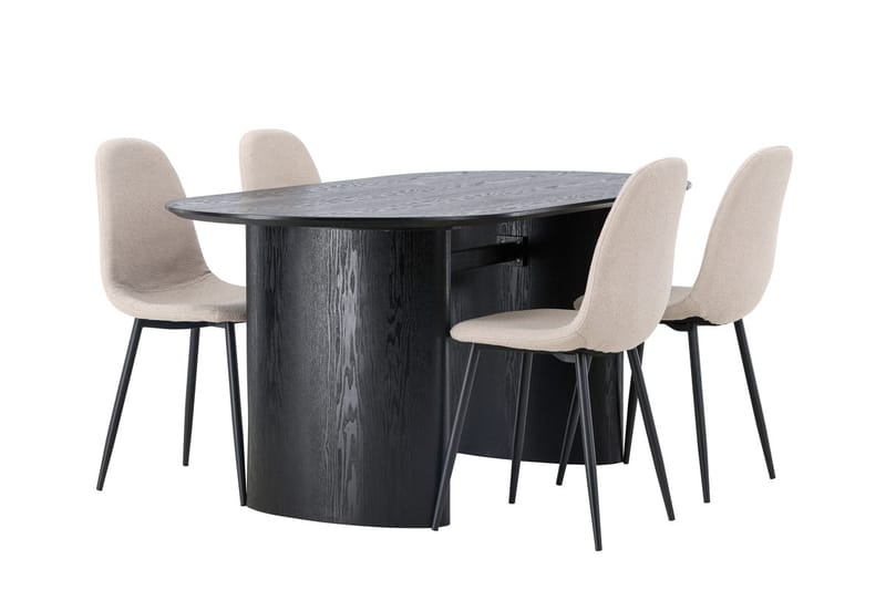 Oval matgrupp Venture Home Beige Svart 4st - Huonekalut - Pöytä & ruokailuryhmä - Ruokailuryhmä