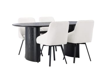 Oval matgrupp Venture Home Beige Svart 4st - Huonekalut - Pöytä & ruokailuryhmä - Ruokailuryhmä