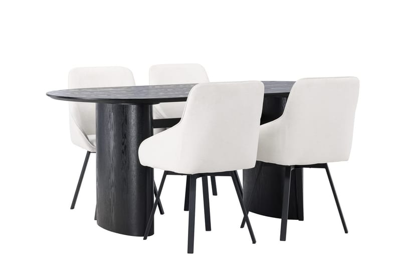 Oval matgrupp Venture Home Beige Svart 4st - Huonekalut - Pöytä & ruokailuryhmä - Ruokailuryhmä
