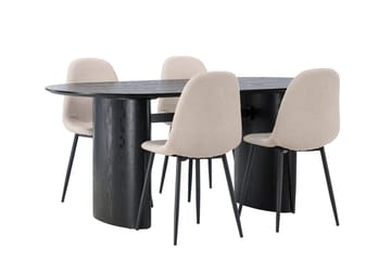 Oval matgrupp Venture Home Beige Svart 4st - Huonekalut - Pöytä & ruokailuryhmä - Ruokailuryhmä