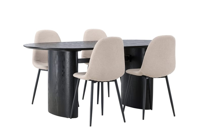 Oval matgrupp Venture Home Beige Svart 4st - Huonekalut - Pöytä & ruokailuryhmä - Ruokailuryhmä
