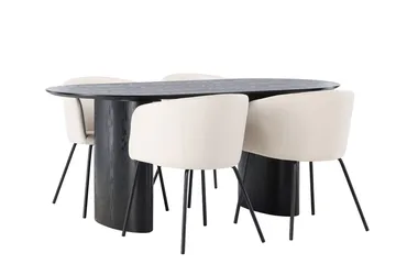 Oval matgrupp Venture Home Beige Svart 4st - Huonekalut - Pöytä & ruokailuryhmä - Ruokailuryhmä