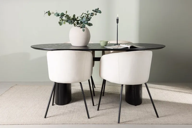 Oval matgrupp Venture Home Beige Svart 4st