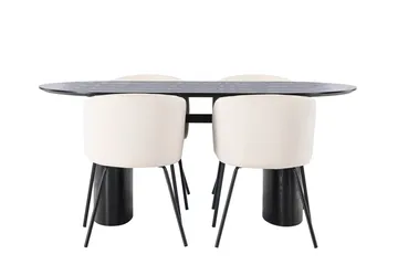 Oval matgrupp Venture Home Beige Svart 4st - Huonekalut - Pöytä & ruokailuryhmä - Ruokailuryhmä