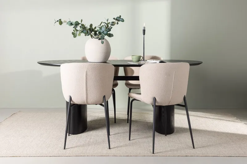 Oval matgrupp Venture Home Beige Svart 4st