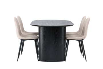 Oval matgrupp Venture Home Beige Svart 4st - Huonekalut - Pöytä & ruokailuryhmä - Ruokailuryhmä