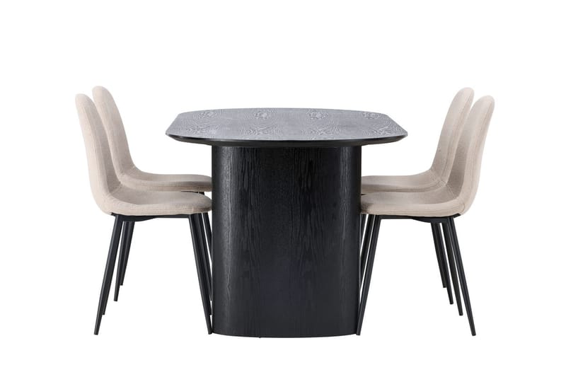Oval matgrupp Venture Home Beige Svart 4st - Huonekalut - Pöytä & ruokailuryhmä - Ruokailuryhmä