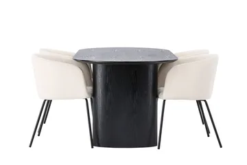 Oval matgrupp Venture Home Beige Svart 4st - Huonekalut - Pöytä & ruokailuryhmä - Ruokailuryhmä