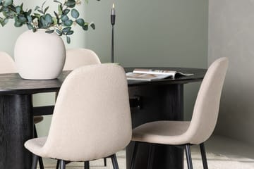 Oval matgrupp Venture Home Beige Svart 4st - Huonekalut - Pöytä & ruokailuryhmä - Ruokailuryhmä