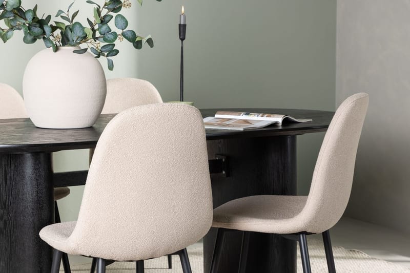 Oval matgrupp Venture Home Beige Svart 4st - Huonekalut - Pöytä & ruokailuryhmä - Ruokailuryhmä
