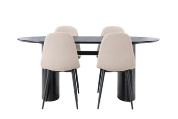 Oval matgrupp Venture Home Beige Svart 4st - Huonekalut - Pöytä & ruokailuryhmä - Ruokailuryhmä