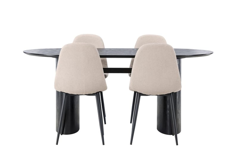 Oval matgrupp Venture Home Beige Svart 4st - Huonekalut - Pöytä & ruokailuryhmä - Ruokailuryhmä