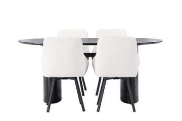 Oval matgrupp Venture Home Beige Svart 4st - Huonekalut - Pöytä & ruokailuryhmä - Ruokailuryhmä
