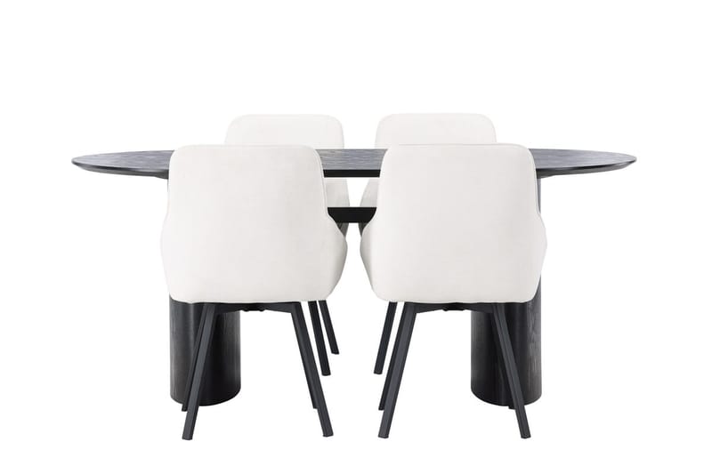 Oval matgrupp Venture Home Beige Svart 4st - Huonekalut - Pöytä & ruokailuryhmä - Ruokailuryhmä
