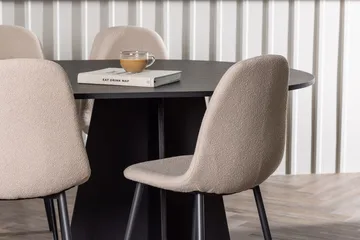 Oval matgrupp Venture Home Beige Svart 6st - Huonekalut - Pöytä & ruokailuryhmä - Ruokailuryhmä