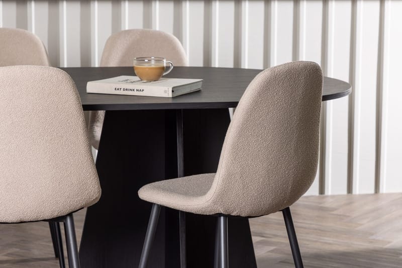 Oval matgrupp Venture Home Beige Svart 6st - Huonekalut - Pöytä & ruokailuryhmä - Ruokailuryhmä