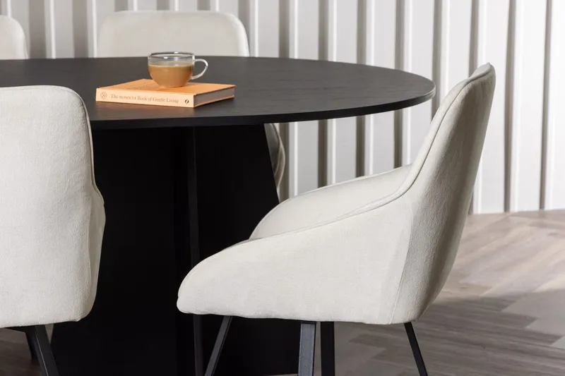 Oval matgrupp Venture Home Beige Svart 6st - Huonekalut - Pöytä & ruokailuryhmä - Ruokailuryhmä