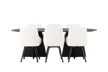 Oval matgrupp Venture Home Beige Svart 6st - Huonekalut - Pöytä & ruokailuryhmä - Ruokailuryhmä