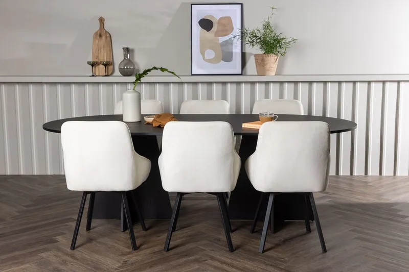 Oval matgrupp Venture Home Beige Svart 6st