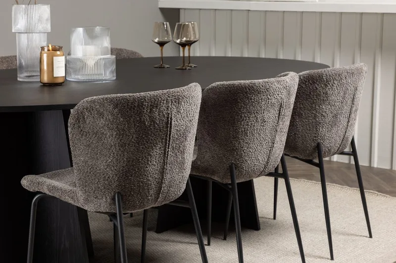 Oval matgrupp Venture Home Beige Svart 6st - Huonekalut - Pöytä & ruokailuryhmä - Ruokailuryhmä