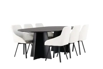 Oval matgrupp Venture Home Beige Svart 6st - Huonekalut - Pöytä & ruokailuryhmä - Ruokailuryhmä