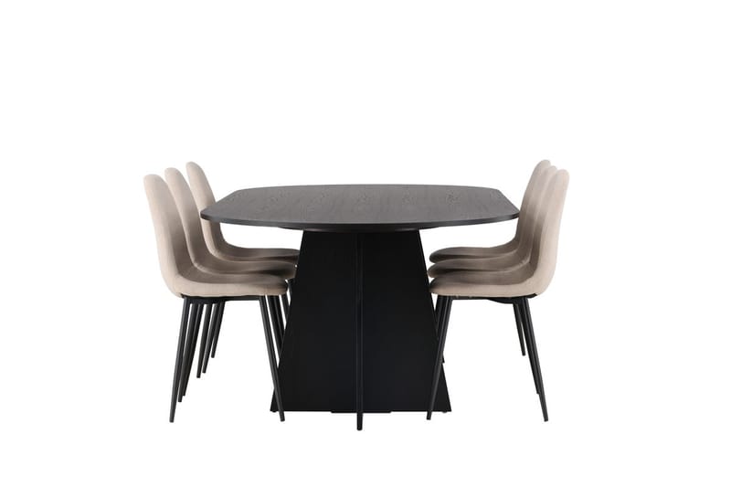 Oval matgrupp Venture Home Beige Svart 6st - Huonekalut - Pöytä & ruokailuryhmä - Ruokailuryhmä