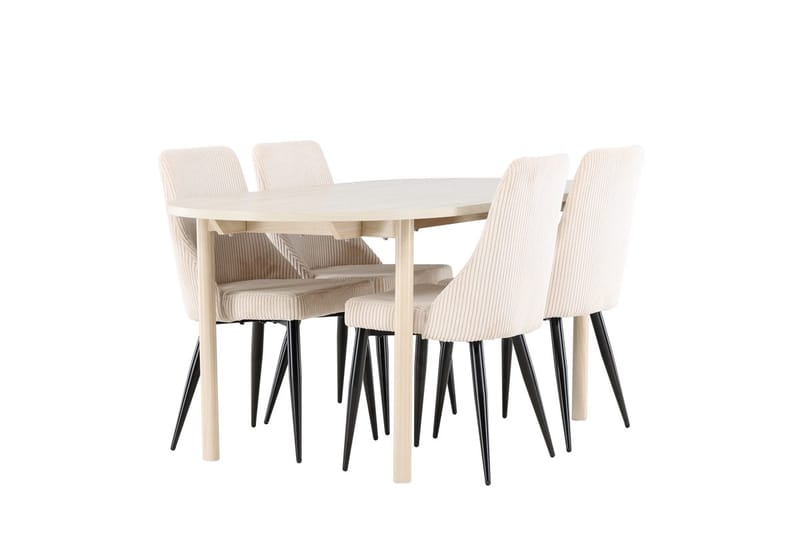 Oval matgrupp Venture Home Beige Vitputsad 4st - Huonekalut - Pöytä & ruokailuryhmä - Ruokailuryhmä