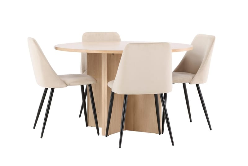 Oval matgrupp Venture Home Beige Vitputsad 4st - Huonekalut - Pöytä & ruokailuryhmä - Ruokailuryhmä