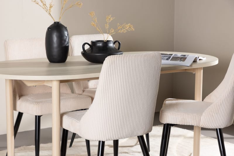 Oval matgrupp Venture Home Beige Vitputsad 4st - Huonekalut - Pöytä & ruokailuryhmä - Ruokailuryhmä