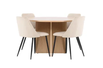 Oval matgrupp Venture Home Beige Vitputsad 4st - Huonekalut - Pöytä & ruokailuryhmä - Ruokailuryhmä