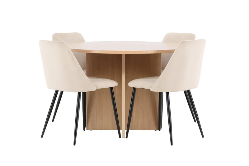 Oval matgrupp Venture Home Beige Vitputsad 4st - Huonekalut - Pöytä & ruokailuryhmä - Ruokailuryhmä