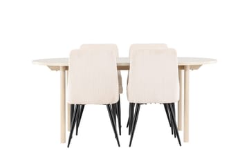 Oval matgrupp Venture Home Beige Vitputsad 4st - Huonekalut - Pöytä & ruokailuryhmä - Ruokailuryhmä
