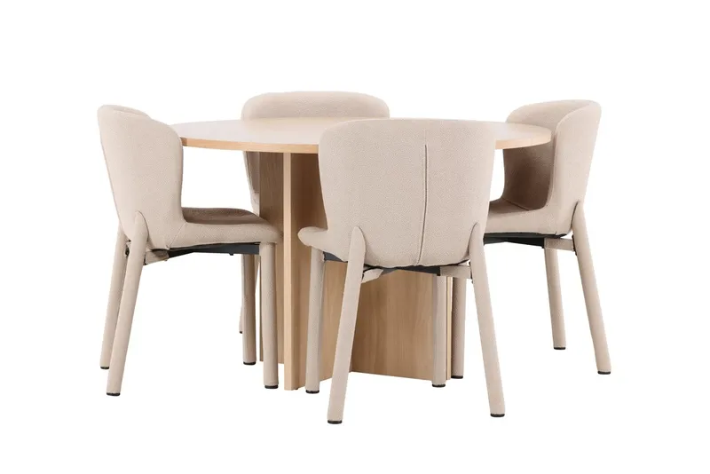 Oval matgrupp Venture Home Beige Vitputsad 4st - Huonekalut - Pöytä & ruokailuryhmä - Ruokailuryhmä