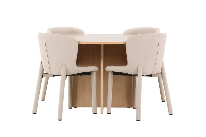 Oval matgrupp Venture Home Beige Vitputsad 4st - Huonekalut - Pöytä & ruokailuryhmä - Ruokailuryhmä
