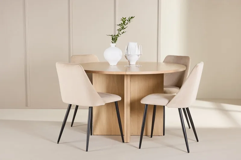 Oval matgrupp Venture Home Beige Vitputsad 4st