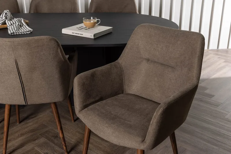 Oval matgrupp Venture Home Brun Svart 6st - Huonekalut - Pöytä & ruokailuryhmä - Ruokailuryhmä