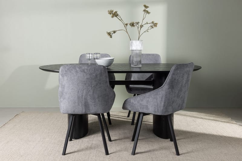 Oval matgrupp Venture Home Grå Svart 4st