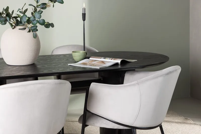 Oval matgrupp Venture Home Grå Svart 4st - Huonekalut - Pöytä & ruokailuryhmä - Ruokailuryhmä