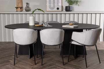 Oval matgrupp Venture Home Grå Svart 6st - Huonekalut - Pöytä & ruokailuryhmä - Ruokailuryhmä