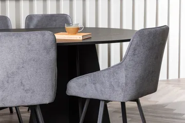Oval matgrupp Venture Home Grå Svart 6st - Huonekalut - Pöytä & ruokailuryhmä - Ruokailuryhmä