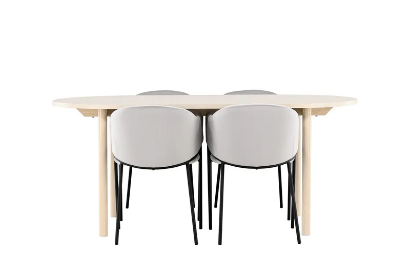 Oval matgrupp Venture Home Grå Vitputsad 4st