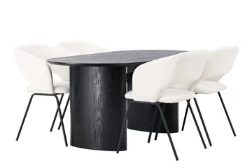 Oval matgrupp Venture Home Offwhite Svart 4st - Huonekalut - Pöytä & ruokailuryhmä - Ruokailuryhmä