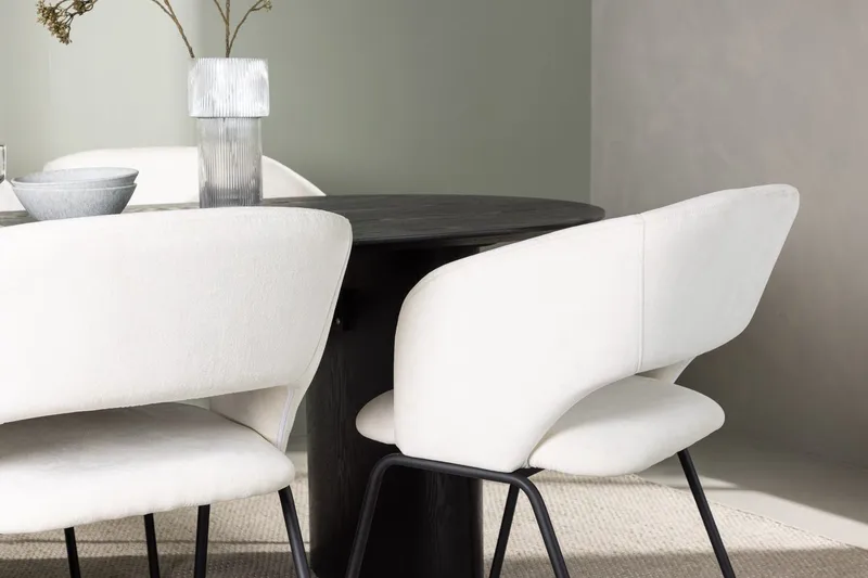 Oval matgrupp Venture Home Offwhite Svart 4st - Huonekalut - Pöytä & ruokailuryhmä - Ruokailuryhmä