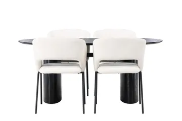 Oval matgrupp Venture Home Offwhite Svart 4st - Huonekalut - Pöytä & ruokailuryhmä - Ruokailuryhmä