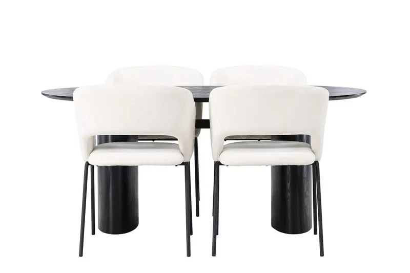 Oval matgrupp Venture Home Offwhite Svart 4st - Huonekalut - Pöytä & ruokailuryhmä - Ruokailuryhmä